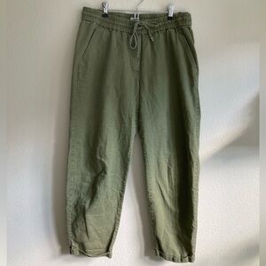 Green JCrew Linen Joggers